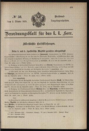 Kaiserlich-königliches Armee-Verordnungsblatt: Personal-Angelegenheiten 18781003 Seite: 1