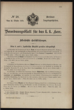 Kaiserlich-königliches Armee-Verordnungsblatt: Personal-Angelegenheiten 18781012 Seite: 1