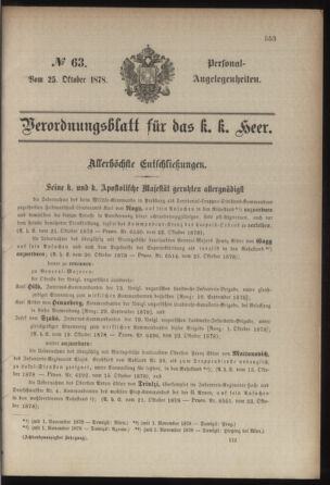 Kaiserlich-königliches Armee-Verordnungsblatt: Personal-Angelegenheiten 18781025 Seite: 1