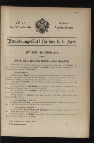 Kaiserlich-königliches Armee-Verordnungsblatt: Personal-Angelegenheiten 18781224 Seite: 1