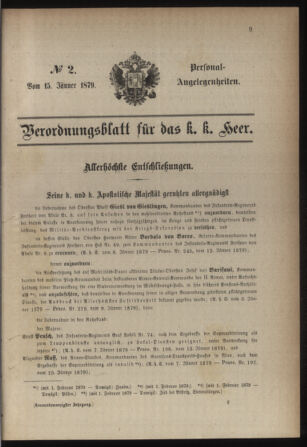 Kaiserlich-königliches Armee-Verordnungsblatt: Personal-Angelegenheiten 18790115 Seite: 1