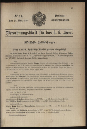 Kaiserlich-königliches Armee-Verordnungsblatt: Personal-Angelegenheiten 18790324 Seite: 1