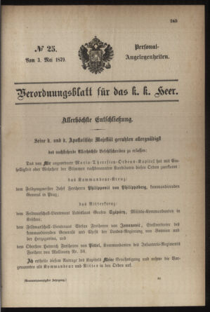 Kaiserlich-königliches Armee-Verordnungsblatt: Personal-Angelegenheiten 18790503 Seite: 9