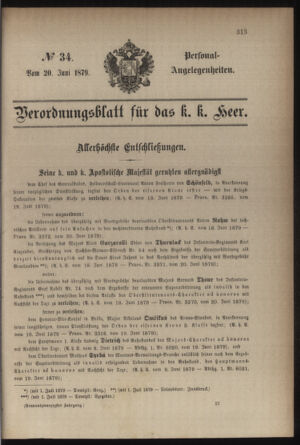 Kaiserlich-königliches Armee-Verordnungsblatt: Personal-Angelegenheiten 18790620 Seite: 1