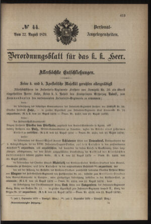 Kaiserlich-königliches Armee-Verordnungsblatt: Personal-Angelegenheiten 18790822 Seite: 1