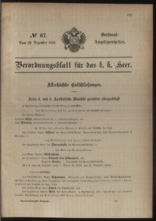 Kaiserlich-königliches Armee-Verordnungsblatt: Personal-Angelegenheiten 18791229 Seite: 1