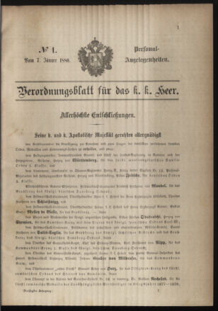 Kaiserlich-königliches Armee-Verordnungsblatt: Personal-Angelegenheiten 18800107 Seite: 1