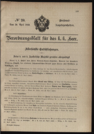 Kaiserlich-königliches Armee-Verordnungsblatt: Personal-Angelegenheiten 18800430 Seite: 1