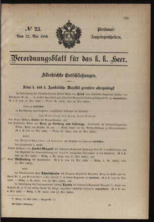 Kaiserlich-königliches Armee-Verordnungsblatt: Personal-Angelegenheiten 18800522 Seite: 1