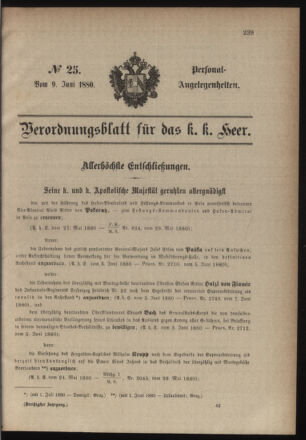 Kaiserlich-königliches Armee-Verordnungsblatt: Personal-Angelegenheiten 18800609 Seite: 1