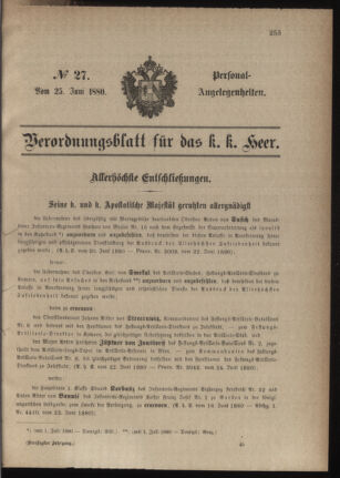 Kaiserlich-königliches Armee-Verordnungsblatt: Personal-Angelegenheiten 18800625 Seite: 1