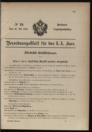 Kaiserlich-königliches Armee-Verordnungsblatt: Personal-Angelegenheiten 18800710 Seite: 1