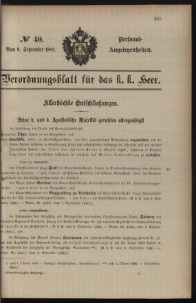 Kaiserlich-königliches Armee-Verordnungsblatt: Personal-Angelegenheiten 18810908 Seite: 1