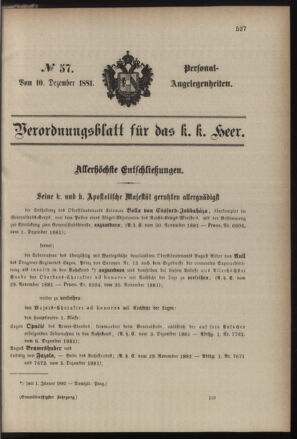 Kaiserlich-königliches Armee-Verordnungsblatt: Personal-Angelegenheiten 18811210 Seite: 1