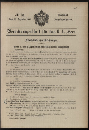 Kaiserlich-königliches Armee-Verordnungsblatt: Personal-Angelegenheiten 18811230 Seite: 1