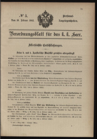 Kaiserlich-königliches Armee-Verordnungsblatt: Personal-Angelegenheiten