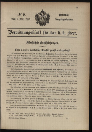 Kaiserlich-königliches Armee-Verordnungsblatt: Personal-Angelegenheiten