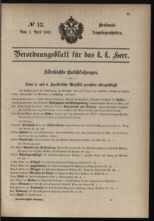 Kaiserlich-königliches Armee-Verordnungsblatt: Personal-Angelegenheiten 18820404 Seite: 1