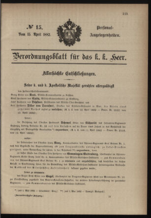 Kaiserlich-königliches Armee-Verordnungsblatt: Personal-Angelegenheiten 18820415 Seite: 1