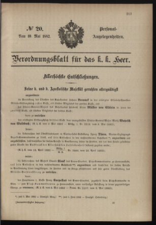 Kaiserlich-königliches Armee-Verordnungsblatt: Personal-Angelegenheiten 18820510 Seite: 1