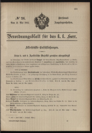 Kaiserlich-königliches Armee-Verordnungsblatt: Personal-Angelegenheiten 18820531 Seite: 1