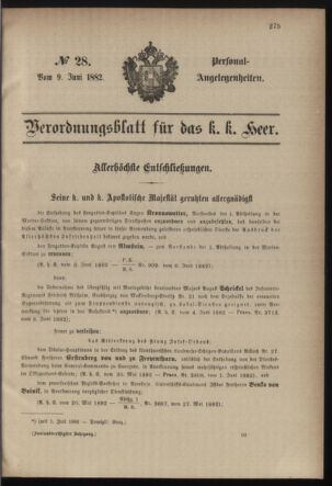 Kaiserlich-königliches Armee-Verordnungsblatt: Personal-Angelegenheiten 18820609 Seite: 1