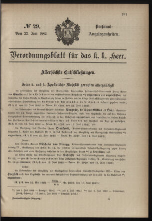 Kaiserlich-königliches Armee-Verordnungsblatt: Personal-Angelegenheiten