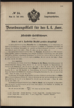 Kaiserlich-königliches Armee-Verordnungsblatt: Personal-Angelegenheiten 18820731 Seite: 1