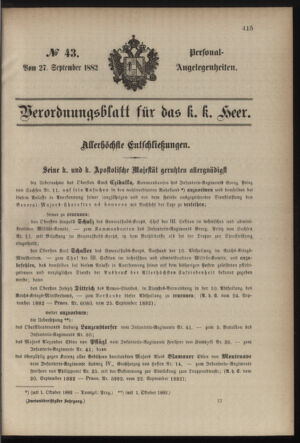 Kaiserlich-königliches Armee-Verordnungsblatt: Personal-Angelegenheiten 18820927 Seite: 1