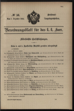 Kaiserlich-königliches Armee-Verordnungsblatt: Personal-Angelegenheiten 18821207 Seite: 1