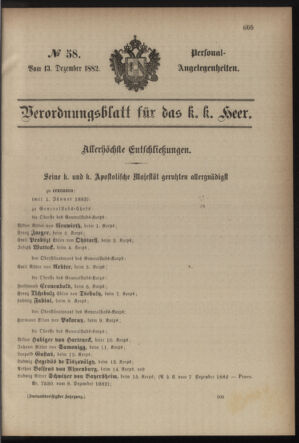 Kaiserlich-königliches Armee-Verordnungsblatt: Personal-Angelegenheiten 18821213 Seite: 1