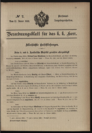 Kaiserlich-königliches Armee-Verordnungsblatt: Personal-Angelegenheiten 18830112 Seite: 1