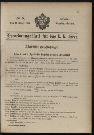 Kaiserlich-königliches Armee-Verordnungsblatt: Personal-Angelegenheiten 18830131 Seite: 1