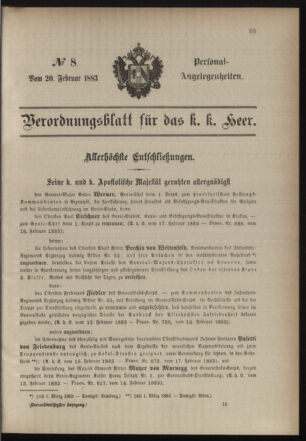 Kaiserlich-königliches Armee-Verordnungsblatt: Personal-Angelegenheiten 18830220 Seite: 1