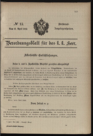 Kaiserlich-königliches Armee-Verordnungsblatt: Personal-Angelegenheiten 18830411 Seite: 1