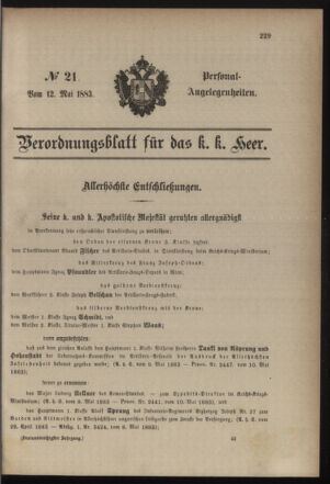 Kaiserlich-königliches Armee-Verordnungsblatt: Personal-Angelegenheiten 18830512 Seite: 1