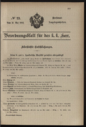 Kaiserlich-königliches Armee-Verordnungsblatt: Personal-Angelegenheiten 18830531 Seite: 1