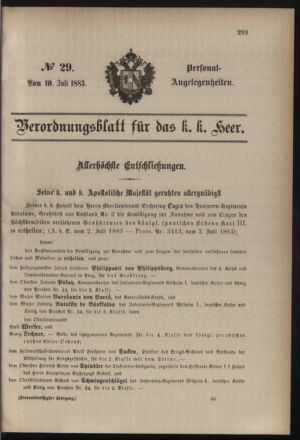 Kaiserlich-königliches Armee-Verordnungsblatt: Personal-Angelegenheiten 18830710 Seite: 1