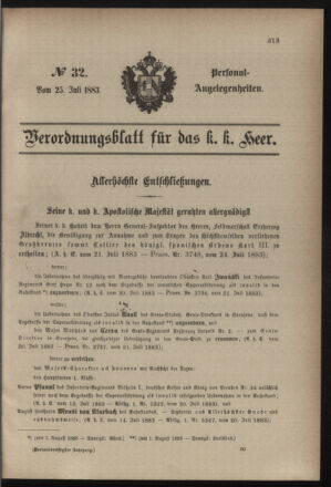 Kaiserlich-königliches Armee-Verordnungsblatt: Personal-Angelegenheiten 18830725 Seite: 1