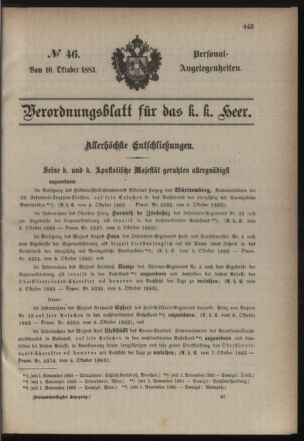 Kaiserlich-königliches Armee-Verordnungsblatt: Personal-Angelegenheiten 18831010 Seite: 1