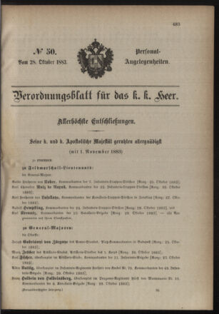 Kaiserlich-königliches Armee-Verordnungsblatt: Personal-Angelegenheiten 18831028 Seite: 19