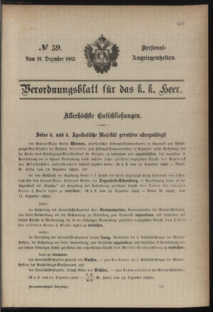 Kaiserlich-königliches Armee-Verordnungsblatt: Personal-Angelegenheiten 18831219 Seite: 1