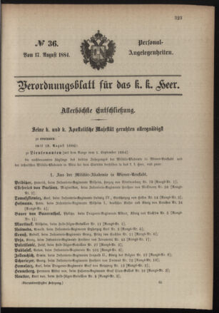 Kaiserlich-königliches Armee-Verordnungsblatt: Personal-Angelegenheiten