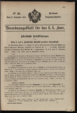 Kaiserlich-königliches Armee-Verordnungsblatt: Personal-Angelegenheiten 18840917 Seite: 1