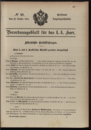 Kaiserlich-königliches Armee-Verordnungsblatt: Personal-Angelegenheiten