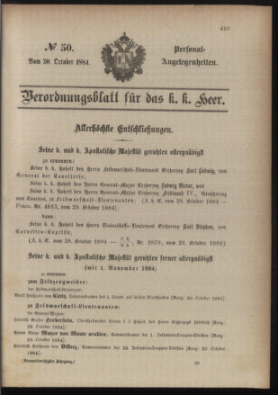 Kaiserlich-königliches Armee-Verordnungsblatt: Personal-Angelegenheiten 18841030 Seite: 19