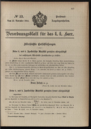 Kaiserlich-königliches Armee-Verordnungsblatt: Personal-Angelegenheiten