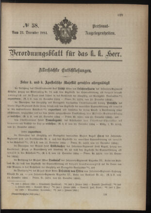 Kaiserlich-königliches Armee-Verordnungsblatt: Personal-Angelegenheiten 18841213 Seite: 51