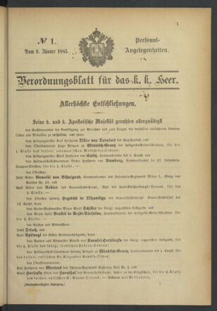 Kaiserlich-königliches Armee-Verordnungsblatt: Personal-Angelegenheiten 18850109 Seite: 1