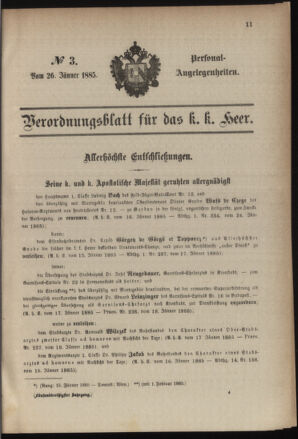 Kaiserlich-königliches Armee-Verordnungsblatt: Personal-Angelegenheiten 18850126 Seite: 1